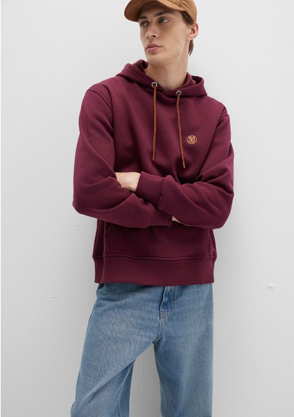 Mavi Logo Nakışlı Kapüşonlu Bordo Sweatshirt 065809-70426