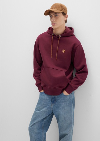 Mavi Logo Nakışlı Kapüşonlu Bordo Sweatshirt 065809-70426