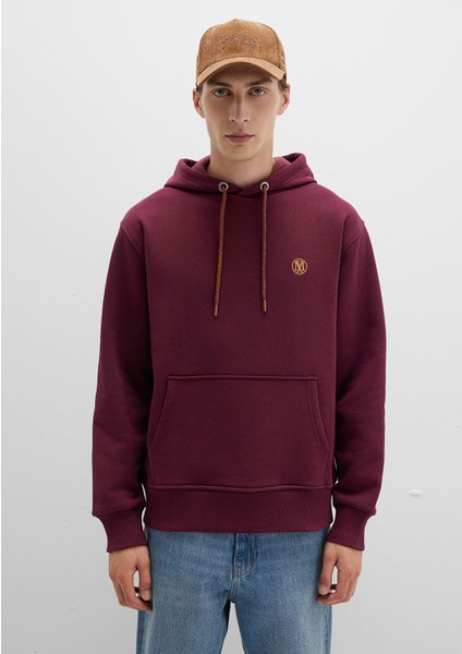 Mavi Logo Nakışlı Kapüşonlu Bordo Sweatshirt 065809-70426