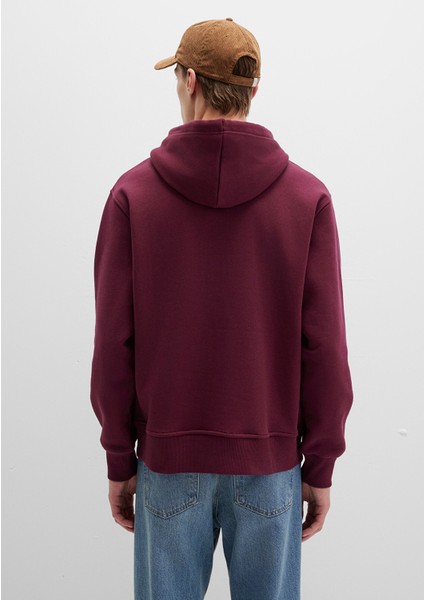 Mavi Logo Nakışlı Kapüşonlu Bordo Sweatshirt 065809-70426