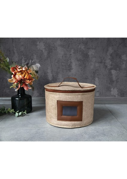 Deri Şeritli Pencereli Yuvarlak Çok Amaçlı Düzenleyici Organizer Kutu Keçe Çanta (maxi) modelleri