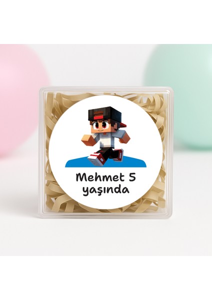 Kişiye Özel Roblox Temalı Doğum Günü Temalı Baskılı Yapışkanlı Etiket 4 cm Yuvarlak 24 Adet
