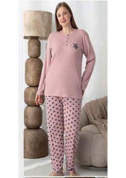 Kadın Pamuk'lu Düğme Yaka Raporlu Interlok Kışlık Battal Pijama Takımı 05152 - 1 Adet fiyatları