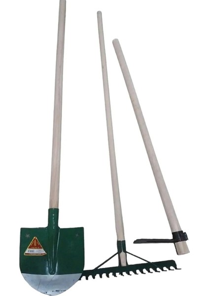 Bahçe Set Kürek Tırmık Üçgen Çapa Saplı 1 Adet Eldiven