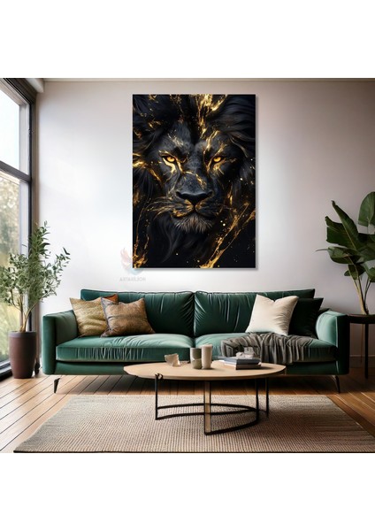 Kanvas Tablo Ev Ofis Duvar Tablosu Siyah Aslan Yeni Ev Hediyesi Kanvas Ev Dekoru