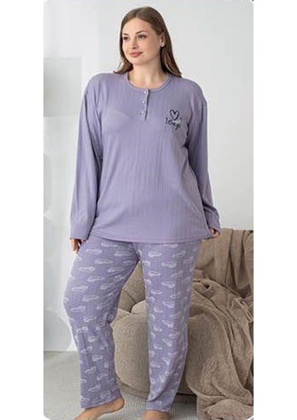 Kadın Pamuk'lu Düğme Yaka Raporlu Interlok Kışlık Battal Pijama Takımı 05150 - 1 Adet fiyatları