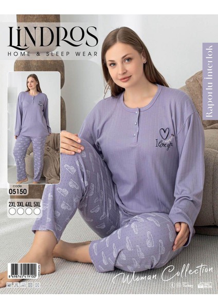 Kadın Pamuk'lu Düğme Yaka Raporlu Interlok Kışlık Battal Pijama Takımı 05150 - 1 Adet modelleri