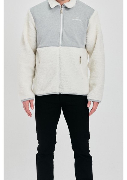 Erkek Kürklü Kışlık Gri Salaş Peluş Ceket