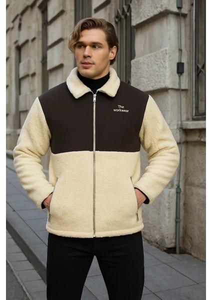 Erkek Kürklü Kışlık Sarı Salaş Peluş Ceket modelleri