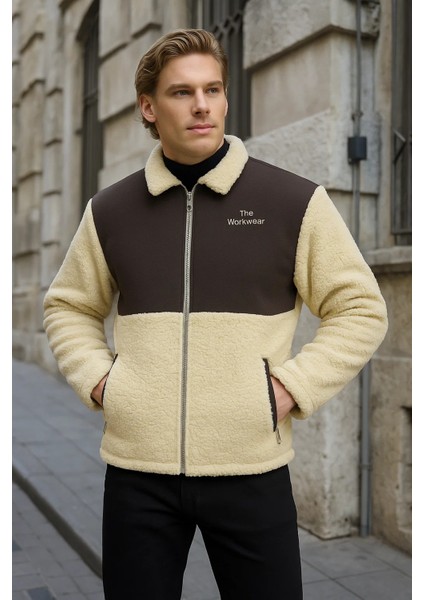 Erkek Kürklü Kışlık Sarı Salaş Peluş Ceket indirimleri