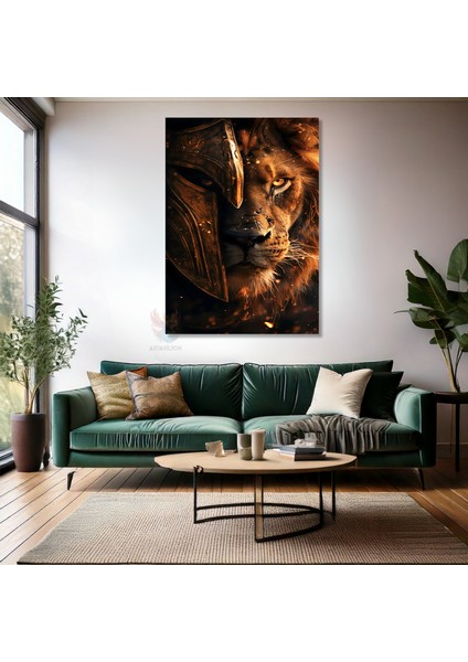 Kanvas Tablo Ev Ofis Duvar Tablosu Savaşçı Aslan Yeni Ev Hediyesi Kanvas Ev Dekoru