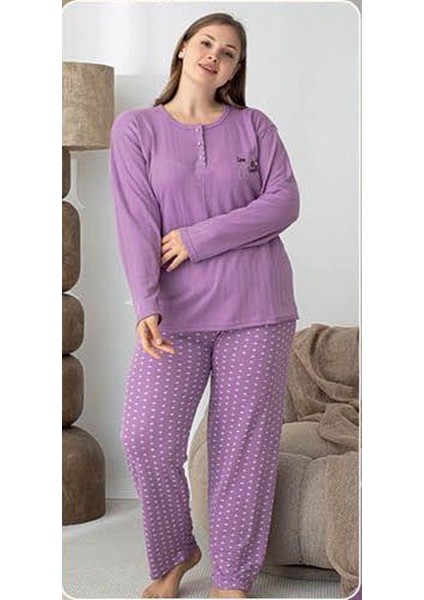 Kadın Pamuk'lu Düğme Yaka Raporlu Interlok Kışlık Battal Pijama Takımı 05143 - 1 Adet fiyatları