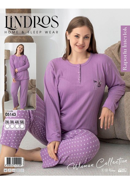 Kadın Pamuk'lu Düğme Yaka Raporlu Interlok Kışlık Battal Pijama Takımı 05143 - 1 Adet modelleri