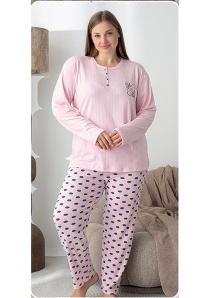 Kadın Pamuk'lu Düğme Yaka Raporlu Interlok Kışlık Battal Pijama Takımı 05151 - 1 Adet fiyatları