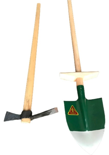2'li Set Saplı Bahçe Kazması El Yapımı ve Saplı Bel Küreği Çelik