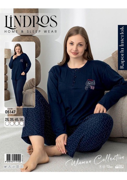 Kadın Pamuk'lu Düğme Yaka Raporlu Interlok Kışlık Battal Pijama Takımı 05147 - 1 Adet fırsatları