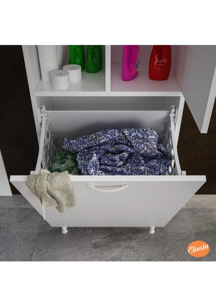 Tek Kapaklı Sepetli Banyo Dolabı