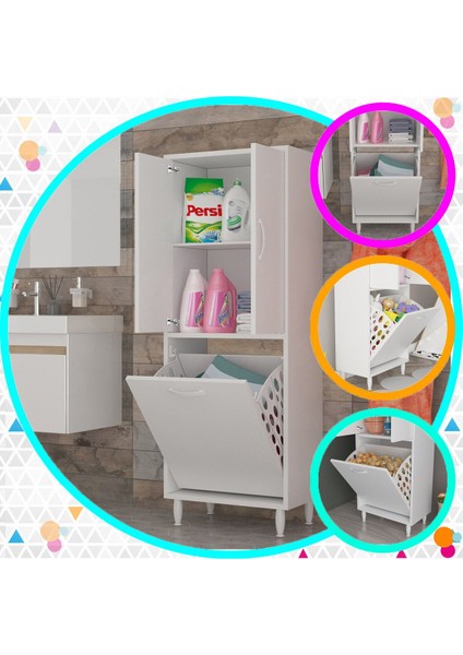 Kirli Sepetli Banyo Dolabı