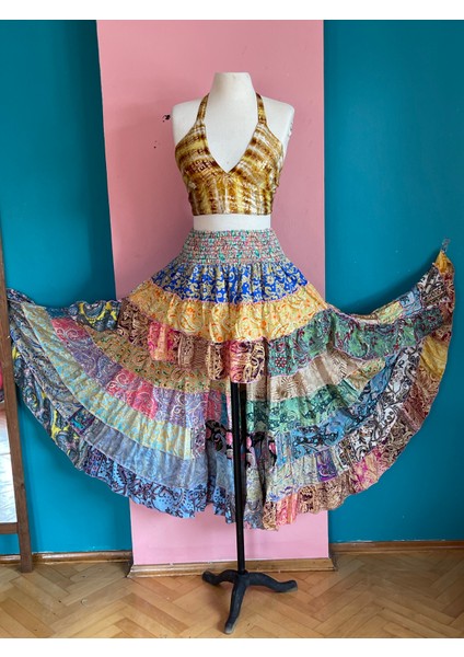 Ipek Patchwork Boho Fırfırlı Asimetrik Etek fiyatları