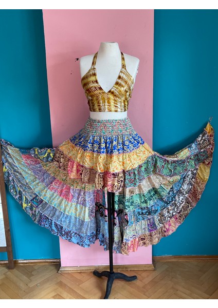 Ipek Patchwork Boho Fırfırlı Asimetrik Etek modelleri