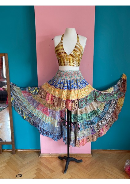 Ipek Patchwork Boho Fırfırlı Asimetrik Etek indirimleri