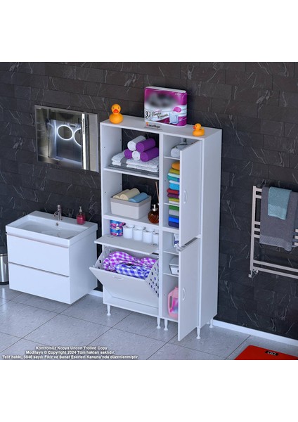 Sepetli Kirli Çamaşır Dolabı Kapaklı Raflı Çok Amaçlı Dolap Banyo Dolabı fiyatları