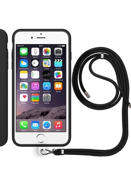 Apple iPhone 6 Plus İp Askılı Silikon Kılıf Siyah