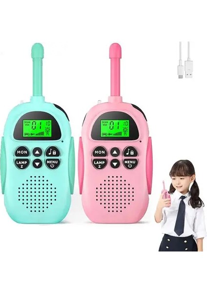 Çocuk Telsizi – Kids Walkie Talkie, Şarjlı, LCD Ekranlı, 2’li Set, Mavi fırsatları