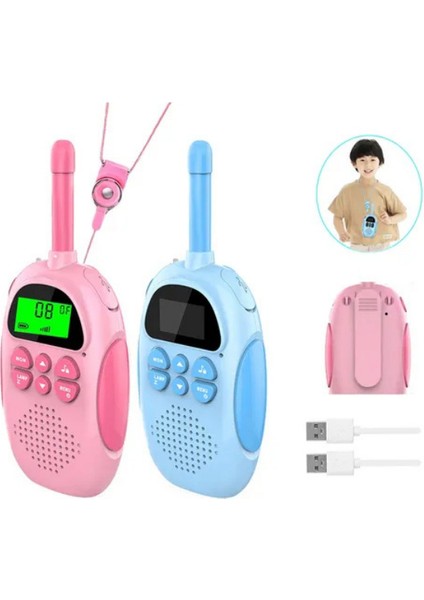 Çocuk Telsizi – Kids Walkie Talkie, Şarjlı, LCD Ekranlı, 2’li Set, Mavi indirimleri