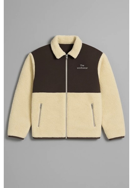 Erkek Basic Kışlık Kalın Sarı Salaş Peluş Ceket