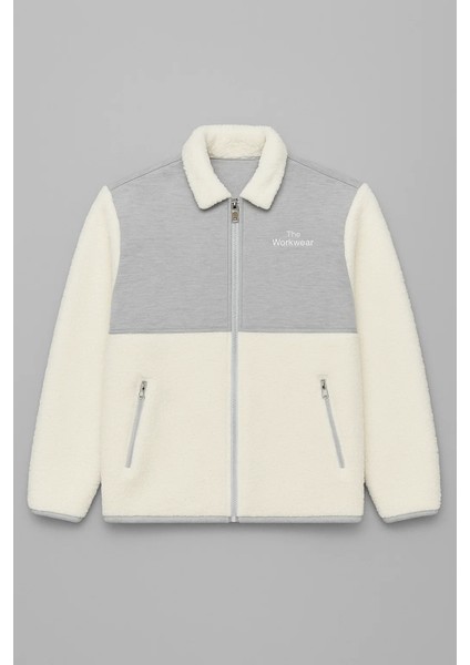 Erkek Basic Kışlık Kalın Gri Salaş Peluş Ceket