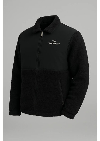 Erkek Basic Kışlık Kalın Siyah Salaş Peluş Ceket modelleri