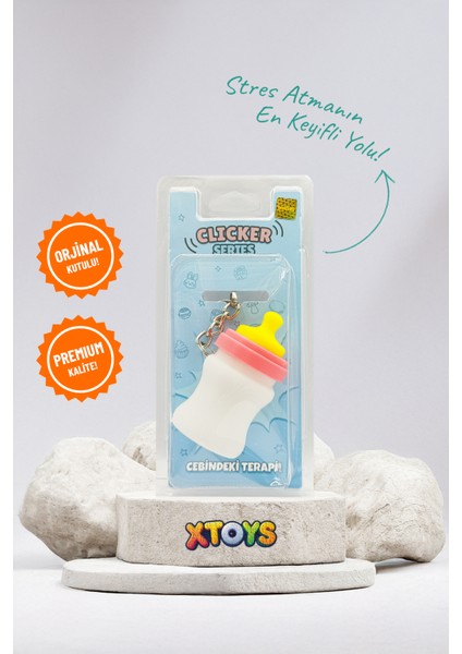 Milkypop Tıklanabilir Stres Giderici Bebek Biberonu Anahtarlık, Çanta Charmı ve Aksesuarı, Sevgiliye Hediye Konsept Oyuncak (Pembe) fiyatları