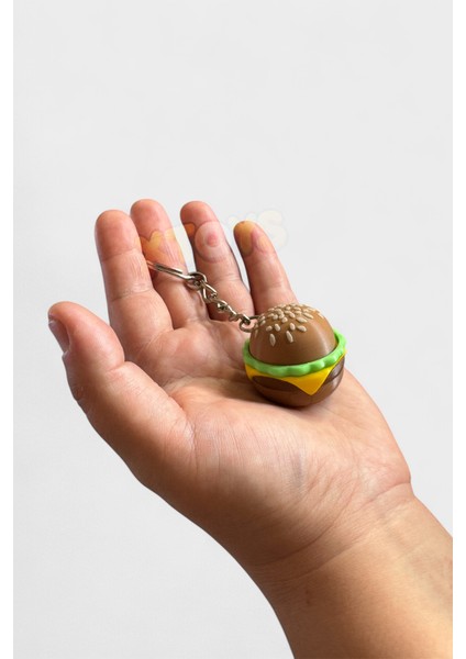 Clickburger Tıklanabilir Stres Giderici Hamburger Anahtarlık, Çanta Charmı ve Aksesuarı, Sevgiliye Hediye Konsept Oyuncak modelleri