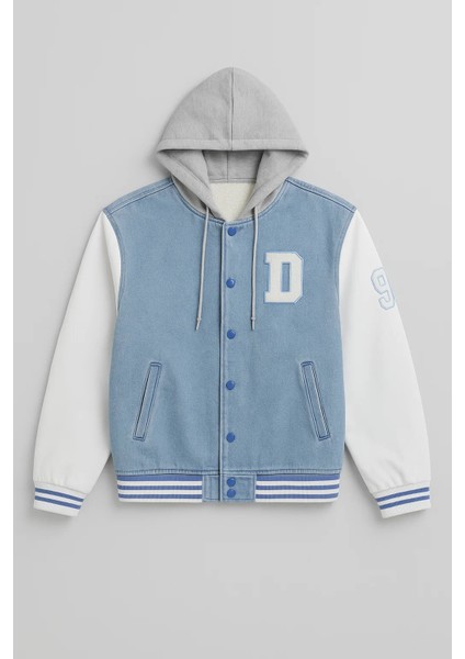 Erkek Oversize Kışlık Kalın Bmavi Kot Kolej Mont