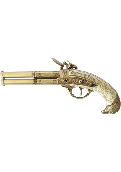 Çift Namlulu Çakmaktaşlı Rustik Metal Fildişi Koleksiyonluk Dekoratif Obje - 18. Yüzyıl Fransa fiyatları