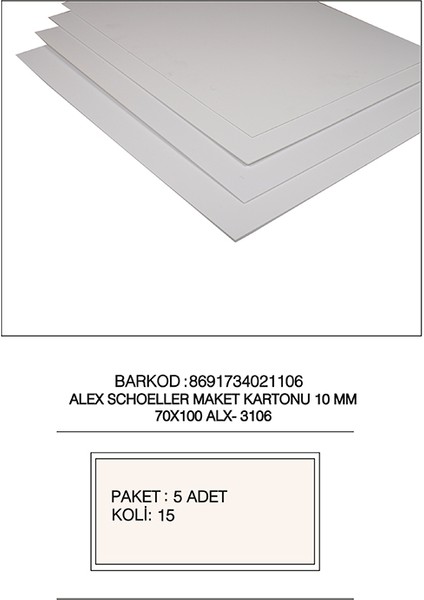 Maket Kartonu 70X100 10MM Beyaz