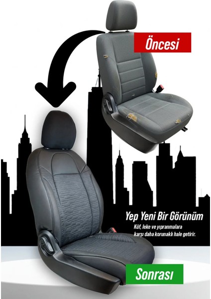 Dodge Caliber Uyumlu Oto Koltuk Kılıfı Deri, Kumaş Premium Siyah modelleri
