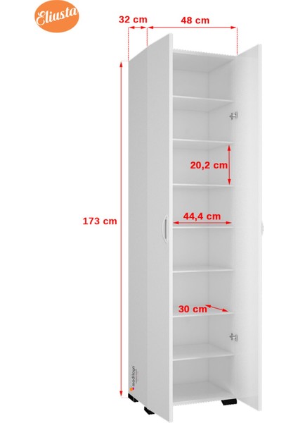 Çok Amaçlı Dolap Mutfak Dolabı Banyo Dolabı Çocuk Odası Dolabı 8 Raflı Dolap