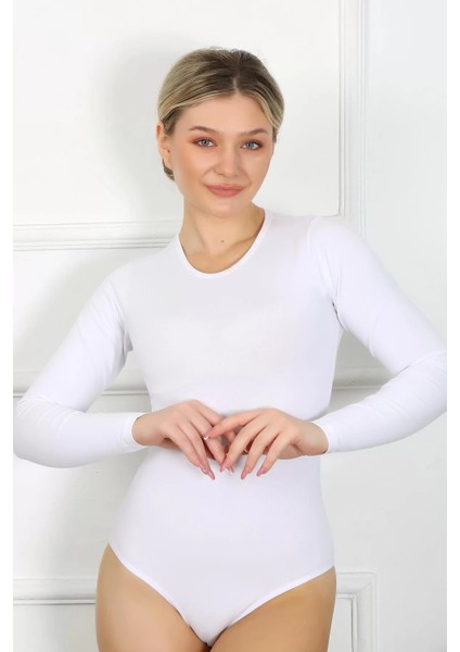 Bayan Uzun Kol Çıtçıtlı Body Beyaz modelleri