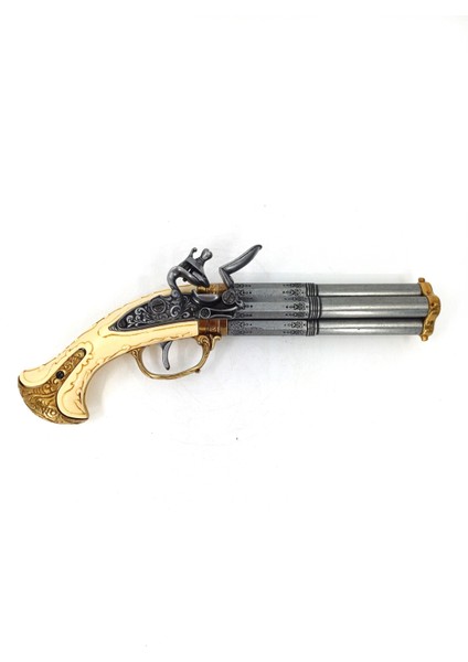 Denix 18. Yüzyıl Fransa 4 Namlulu Çakmaktaşlı Koleksiyonluk Metal Dekoratif Obje