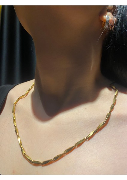Sade Gold Burgu Çelik Kolye