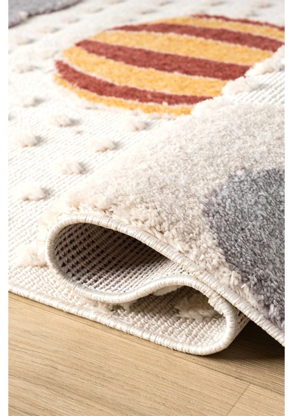 Yumuşak Bukleli Bebek Odası Çocuk Odası Genç Odası Dokuma Halı Turuncu Balonlu Bulutlu Halı 23 fırsatları