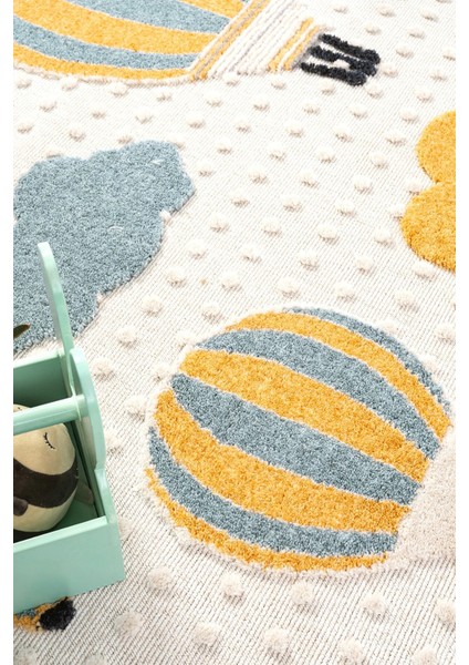 Yumuşak Bukleli Bebek Odası Çocuk Odası Genç Odası Dokuma Halı Mavi Balonlu Bulutlu Halı 22 modelleri