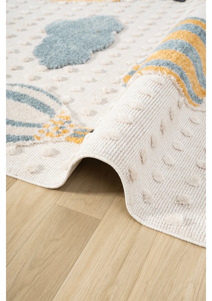 Yumuşak Bukleli Bebek Odası Çocuk Odası Genç Odası Dokuma Halı Mavi Balonlu Bulutlu Halı 22 indirimleri