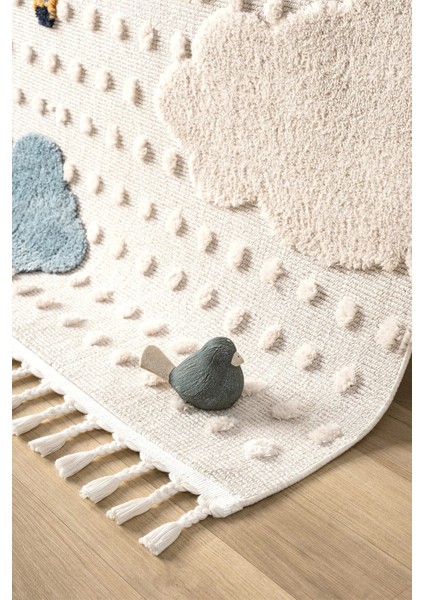 Yumuşak Bukleli Bebek Odası Çocuk Odası Genç Odası Dokuma Halı Mavi Balonlu Bulutlu Halı 22 fiyatları