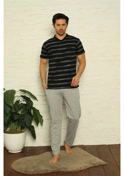 Erkek Siyah V Yaka 3'lü Pijama Takım fiyatları