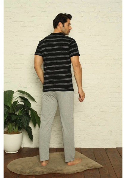 Erkek Siyah V Yaka 3'lü Pijama Takım fırsatları