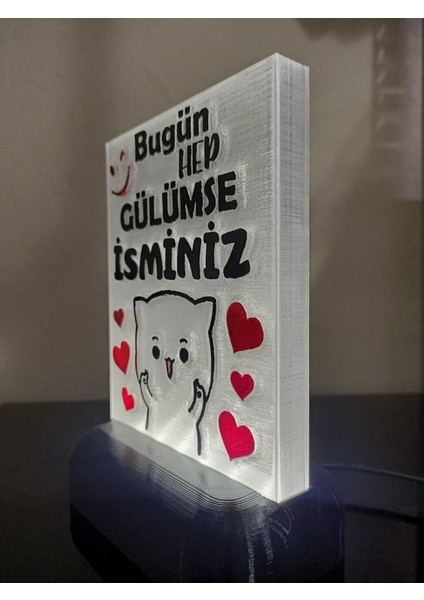 Kişiye Özel Isimli Hediyelik Kablolu LED Lamba - M20 - Bugün Hep Gülümse - Beyaz Işıklı indirimleri