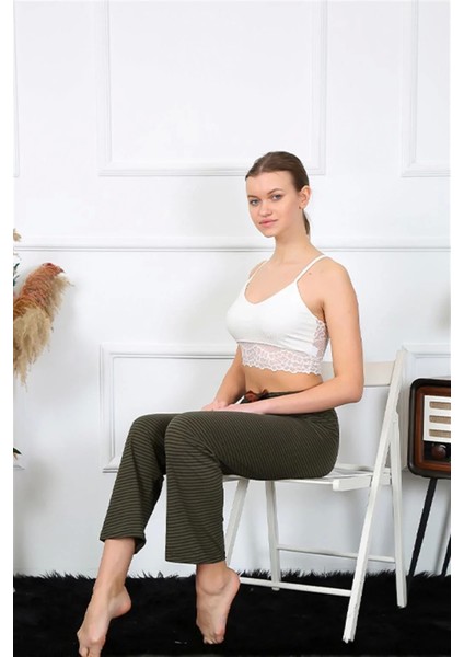 Kadın Pamuklu Alt Pijama Haki modelleri